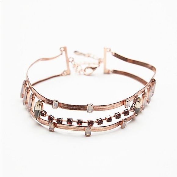 Free People Jewelry - Free People Mania Stacked Choker Gold Red Stones